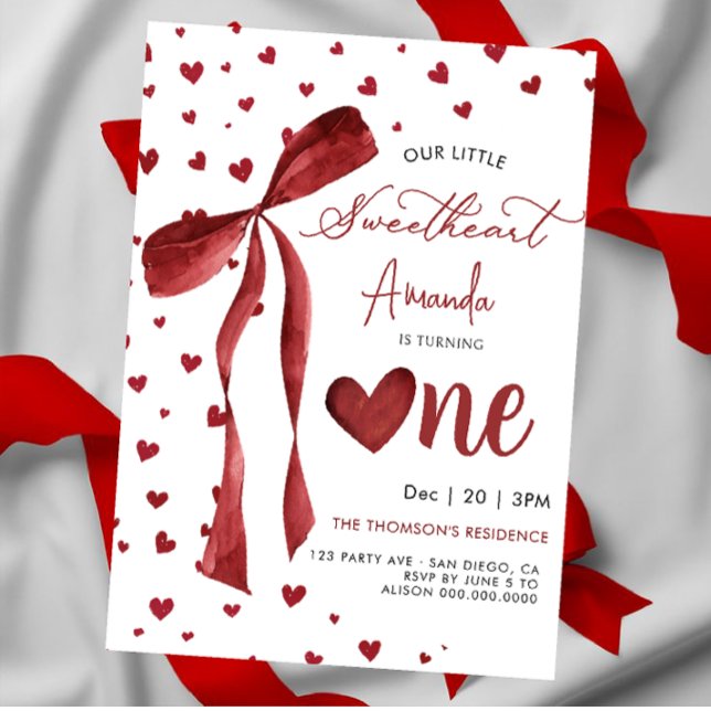 Invitation Petit coeur de la Saint-Valentin 1er anniversaire (Créateur téléchargé)