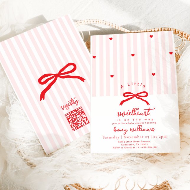 Invitation Petit cœur de la Saint-Valentin bébé à la douche (Créateur téléchargé)