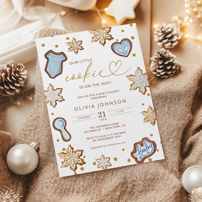 Invitation Petit Cookie Blue Baby Shower Gingerbread Hiver (Créateur téléchargé)