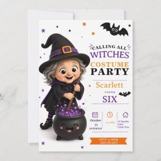 Invitation Petit costume de sorcière pour fête d'anniversaire