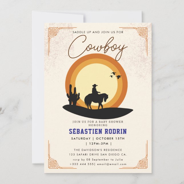 Invitation Petit Cowboy Baby shower moderne (Devant)