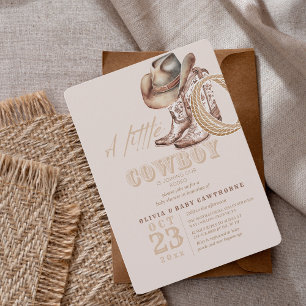 Invitation Petit Cowboy bébé fille douche Genre Neutre