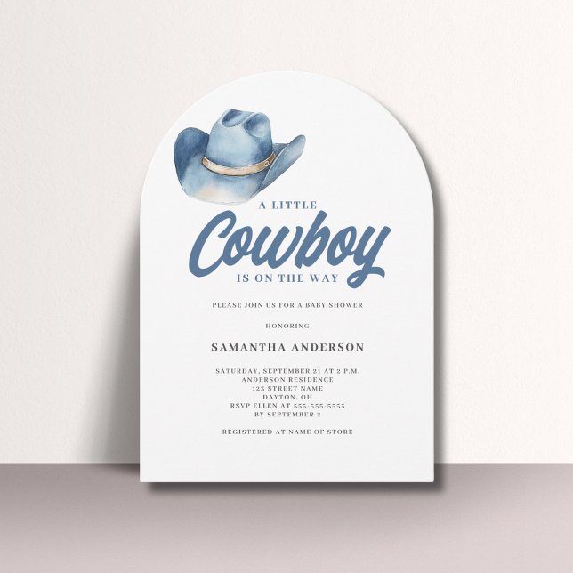 Invitation Petit Cowboy Blue Western Baby shower (Créateur téléchargé)