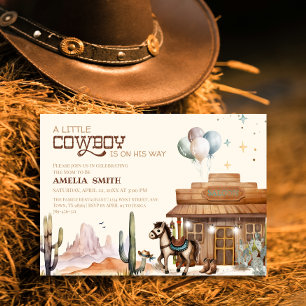 Invitation Petit cowboy bohème Baby Shower Désert occidental