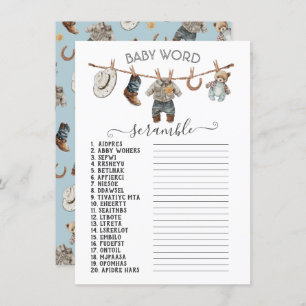 Invitation Petit Cowboy Clothesline Baby Word Scramble