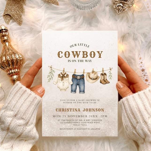 Invitation Petit Cowboy Fête de Naissance Impression Vache Ma (Créateur téléchargé)