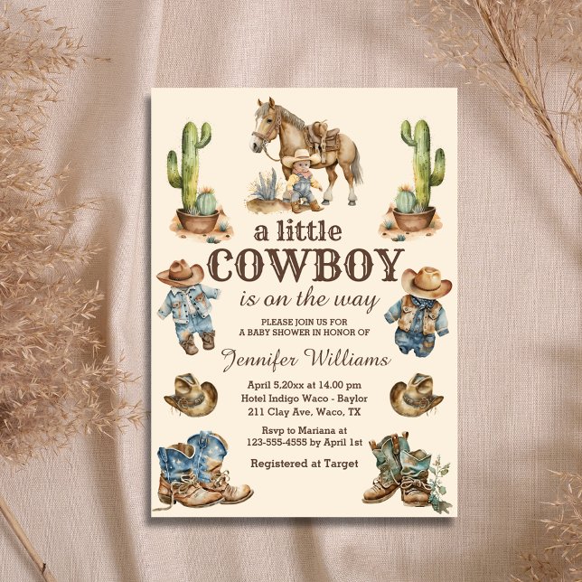 Invitation petit cowboy sur le chemin du baby shower ouest (Créateur téléchargé)