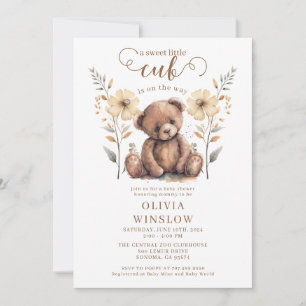 Invitation Petit Cub Aquarelle Baby shower Ours En Teddy