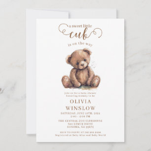Invitation Petit Cub Aquarelle Baby shower Ours En Teddy