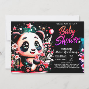 Invitation Petit Cutie Panda Rose Dream Baby shower fille