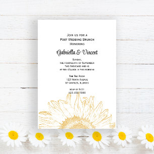 Invitation Petit déjeuner après mariage avec tournesol graphi