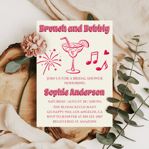 Invitation Petit-déjeuner au cocktail rose et shower de maria