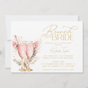 Invitation Petit Déjeuner avec la Mariée Rose Rose Fête de Ma