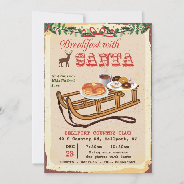 Invitation Petit déjeuner avec Père Noël Christmas Party Invi (Devant)