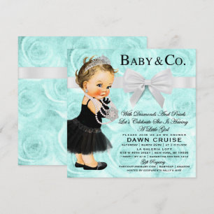 Invitation Petit déjeuner Baby shower Bleu Thème