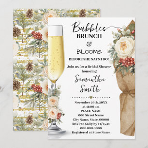 Invitation Petit déjeuner bulles florales d'hiver & Fête de m