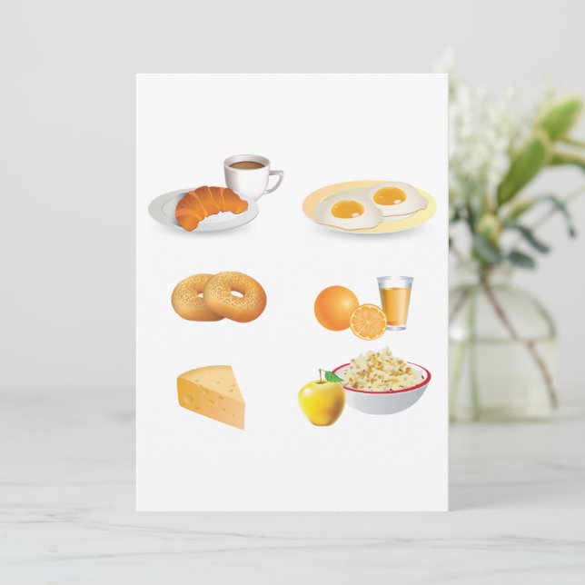 Invitation Petit Déjeuner Café, Croissant, Oeufs, Bagels (Debout devant)