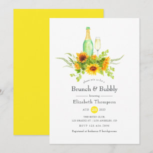 Invitation Petit déjeuner champêtre aux tournesols et bridal