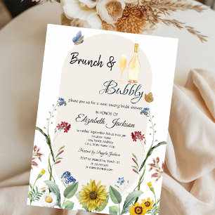 Invitation Petit-déjeuner champêtre papillons tournesol & bul