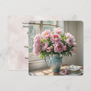 Invitation Petit-déjeuner d'anniversaire Brunch Peony Bouquet