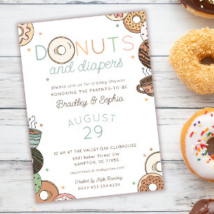 Invitation Petit-déjeuner de Bébé Fille avec Donuts et Couche