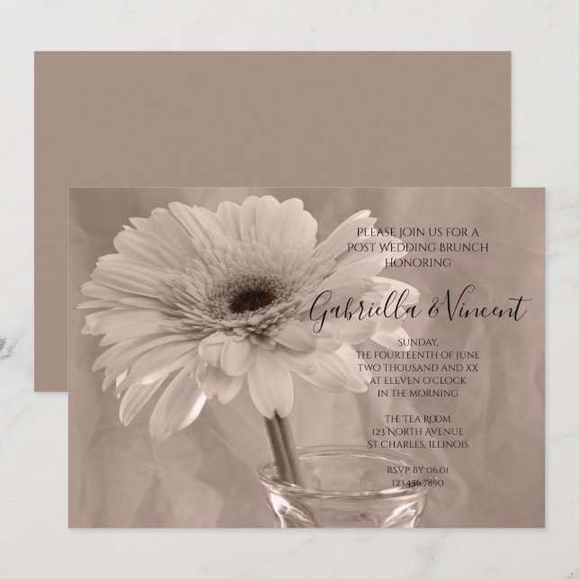 Invitation Petit Déjeuner de Brunch Après-Mariage aux Marguer (Devant / Derrière)