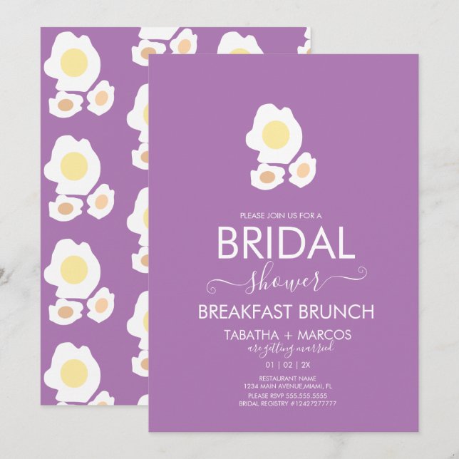 Invitation Petit déjeuner de douche de mariée Œufs de brunch  (Devant / Derrière)