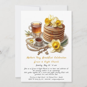 Invitation Petit déjeuner de la fête des mères, crêpes aux jo