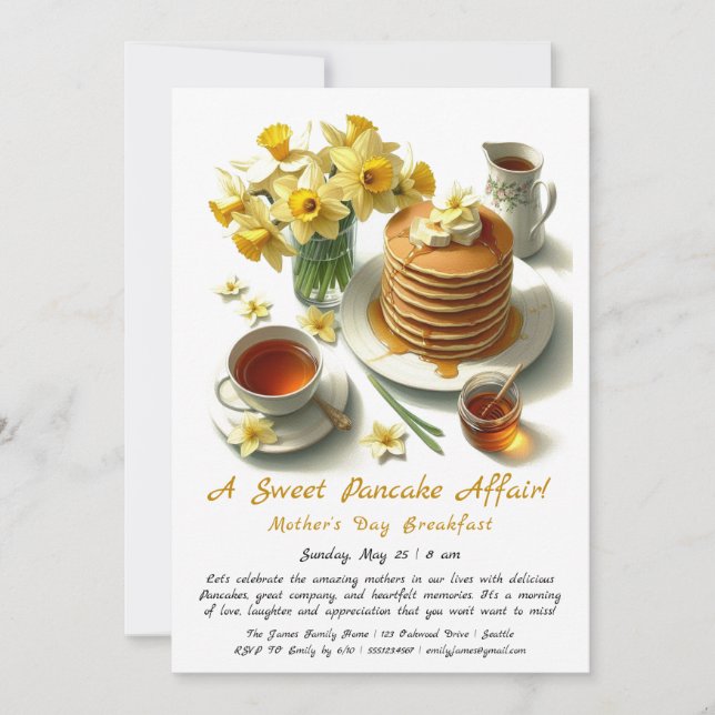 Invitation Petit déjeuner de la fête des mères – Crêpes et jo (Devant)