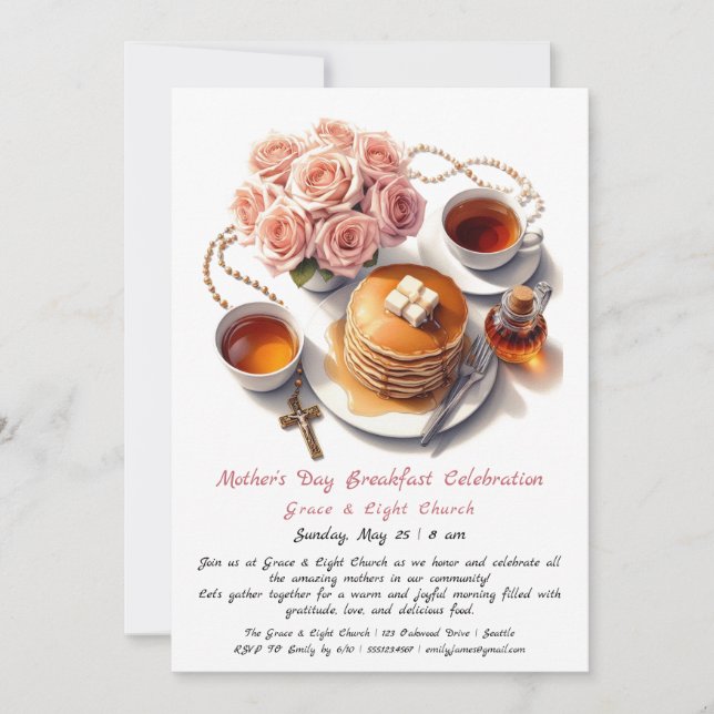 Invitation Petit-déjeuner de la Fête des Mères – P (Devant)