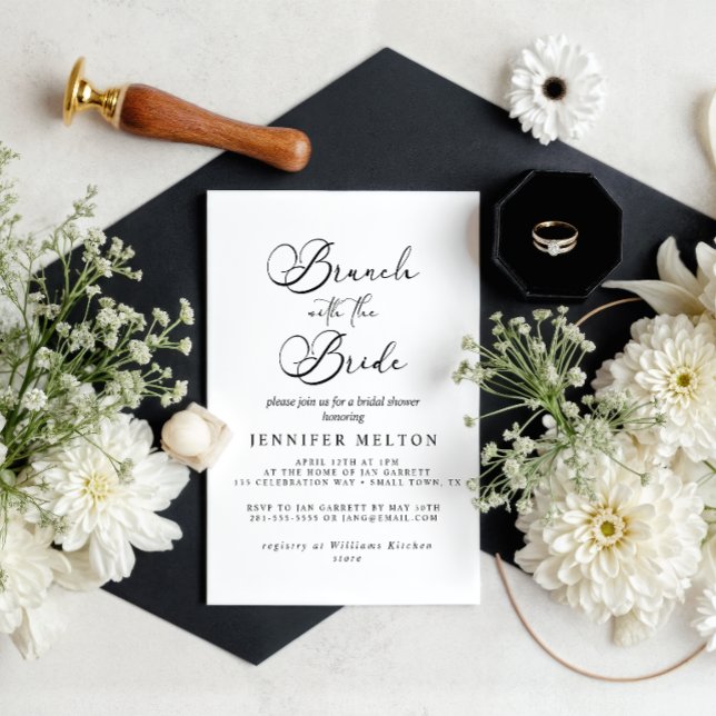 Invitation Petit déjeuner de mariage avec la mariée en écritu (Créateur téléchargé)