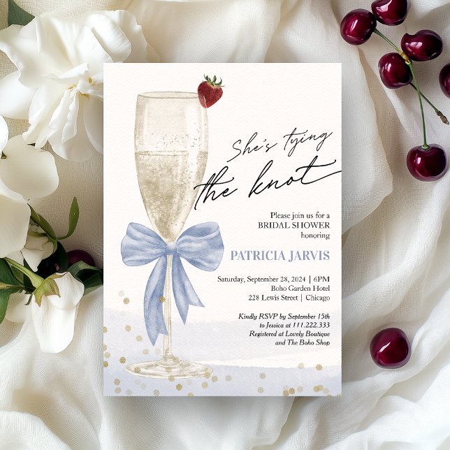 Invitation Petit déjeuner de mariage avec un nœud bleu (Créateur téléchargé)