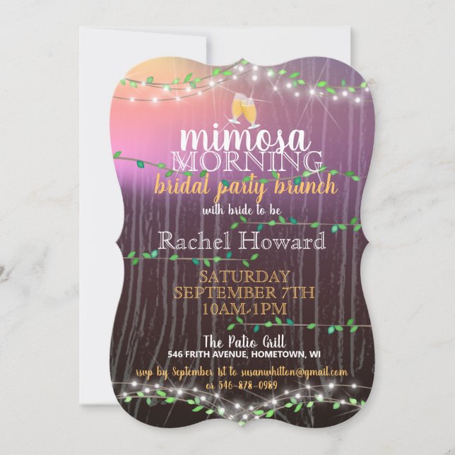 Invitation Petit déjeuner de mariage avec vigne rustique et l (Devant)