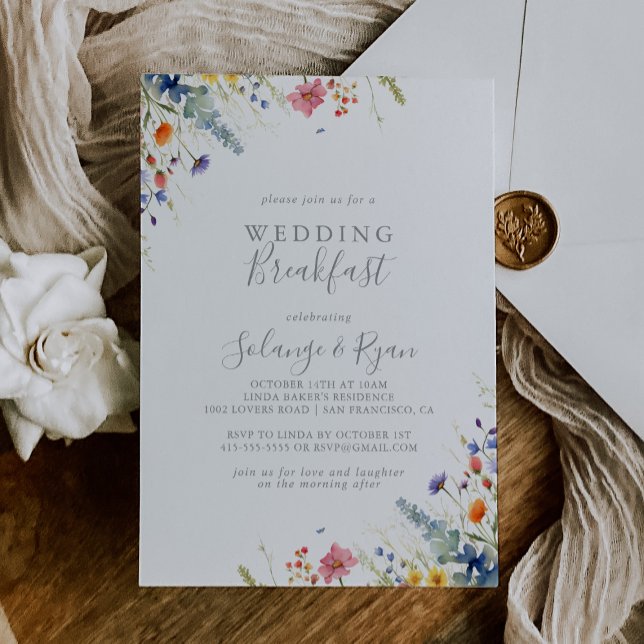 Invitation Petit déjeuner de mariage botanique dans une prair (Créateur téléchargé)