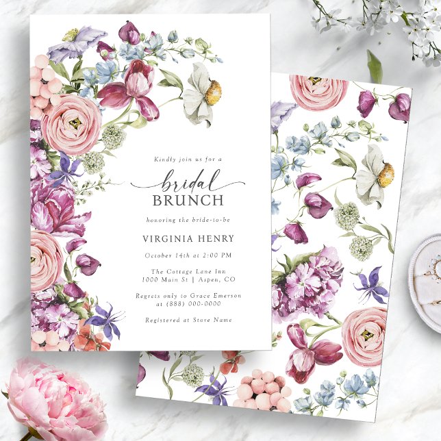 Invitation Petit déjeuner de mariage coloré (Colorful Jewel Tone Wildflower Bridal Brunch Invitation by Painted Paperie
)