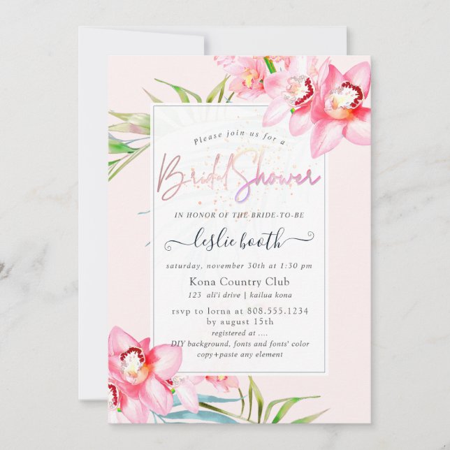 Invitation Petit déjeuner de mariage de PixDezines Orchid Isl (Devant)