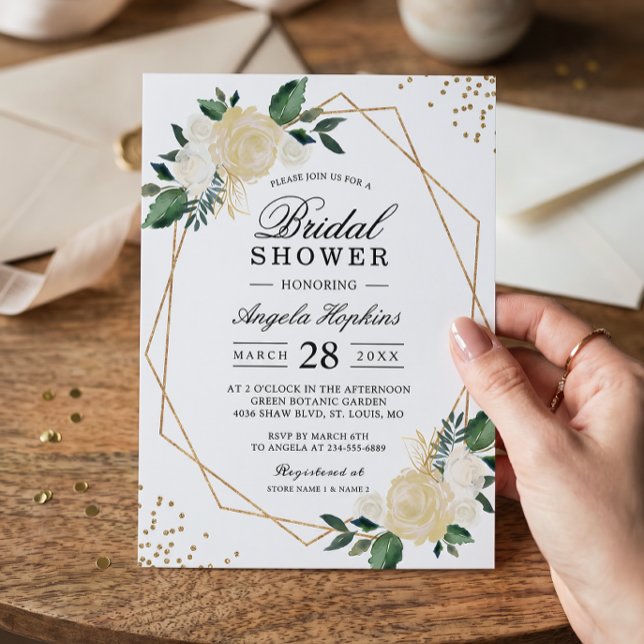 Invitation Petit déjeuner de mariage floral avec verdure scin (Créateur téléchargé)