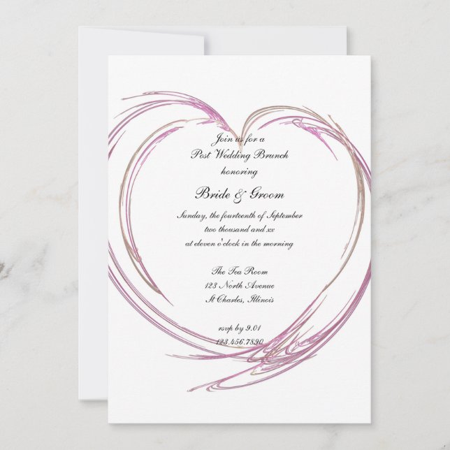 Invitation Petit déjeuner de mariage rose abstrait après la c (Devant)