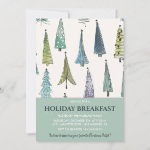 Invitation Petit-déjeuner de Noël Arbres Mignons