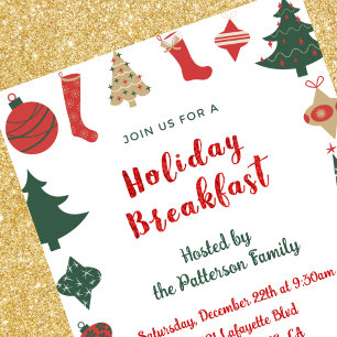 Invitation Petit-déjeuner de Noël Chaussettes Joli