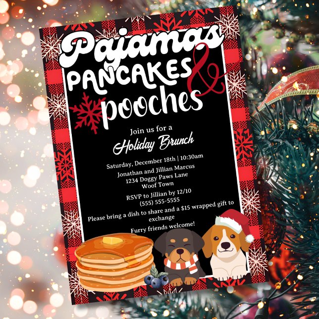 Invitation Petit-déjeuner de Noël en pyjama avec les toutous (Créateur téléchargé)