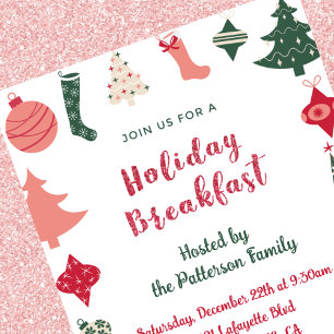 Invitation Petit Déjeuner de Noël Motif de Noël