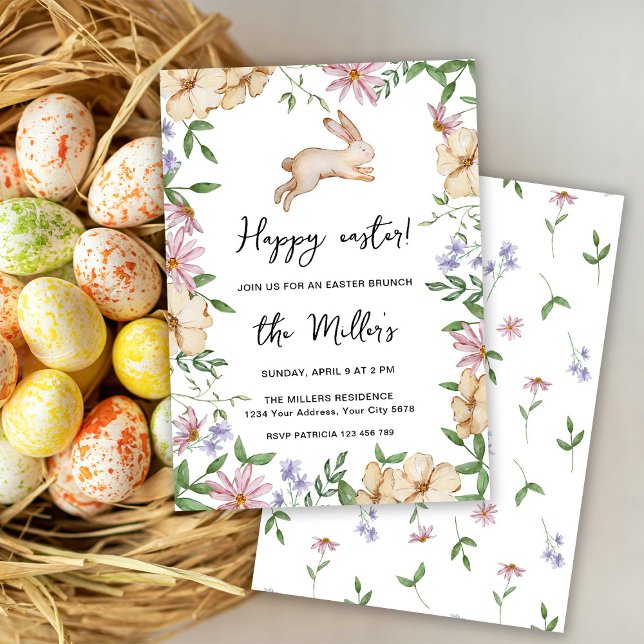 Invitation Petit déjeuner de Pâques Bunny Happy (Créateur téléchargé)