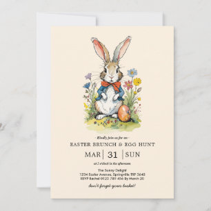 Invitation Petit déjeuner de Pâques & Chasse aux œufs Lapin