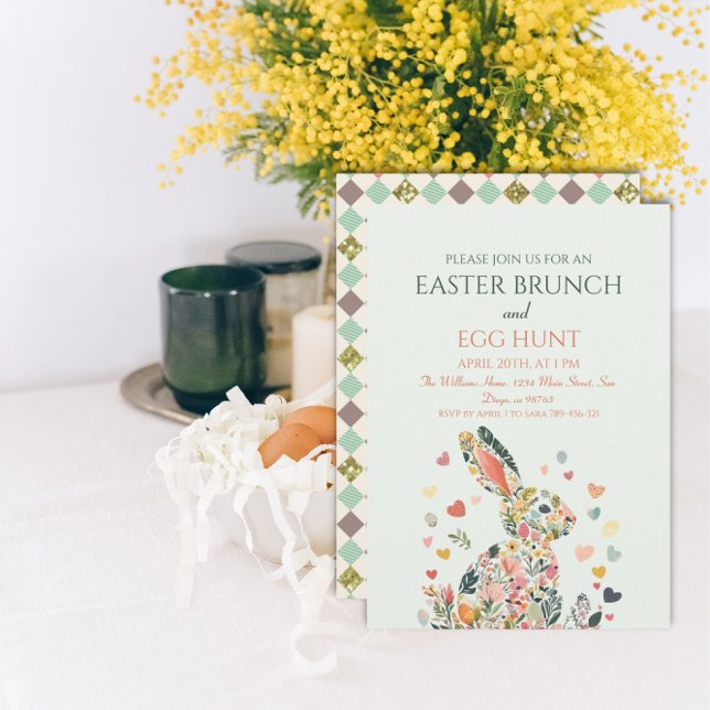 Invitation Petit déjeuner de Pâques de lapin de printemps dou (Créateur téléchargé)