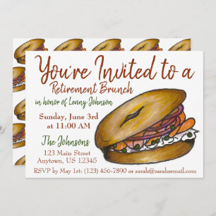 Invitation Petit Déjeuner de retraite Brunch Bagel Lox Capers