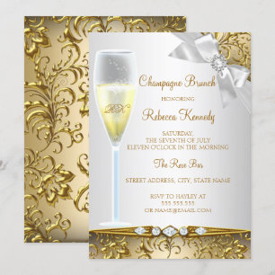 Invitation Petit déjeuner déjeunatoire Champagne élégant or a