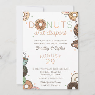 Invitation Petit-déjeuner Donuts et Couches Fête de Naissance