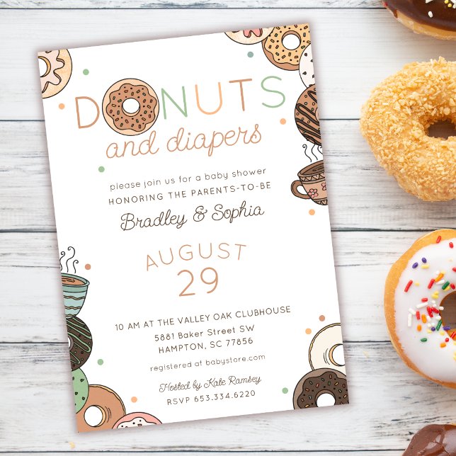 Invitation Petit-déjeuner Donuts et Couches Fête de Naissance (Créateur téléchargé)