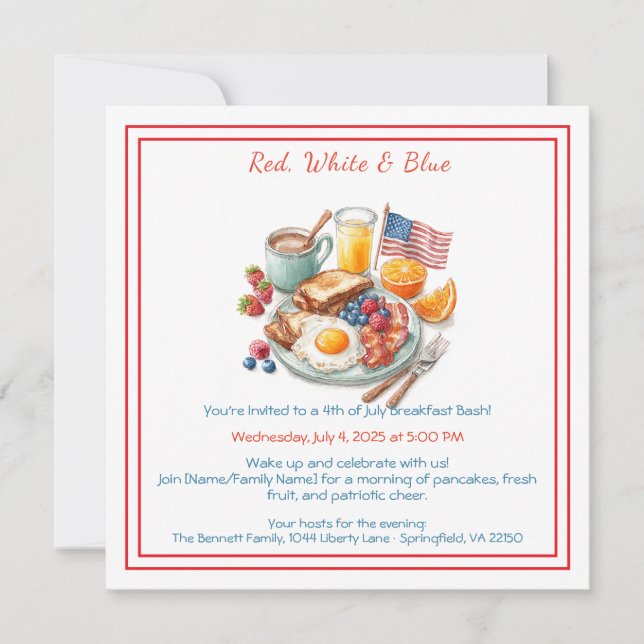 Invitation Petit-déjeuner du 4 juillet – Patriote  (Devant)